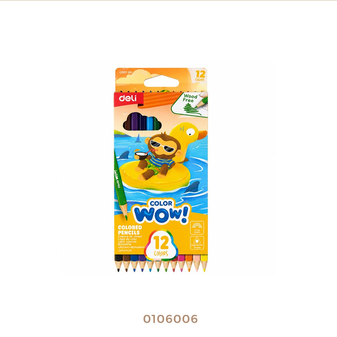 طقم ألوان deli خشب 12لون طويل 100*