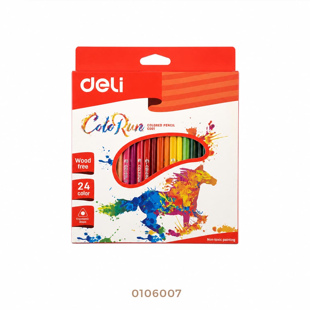 طقم ألوان deli خشب 24لون طويل 120