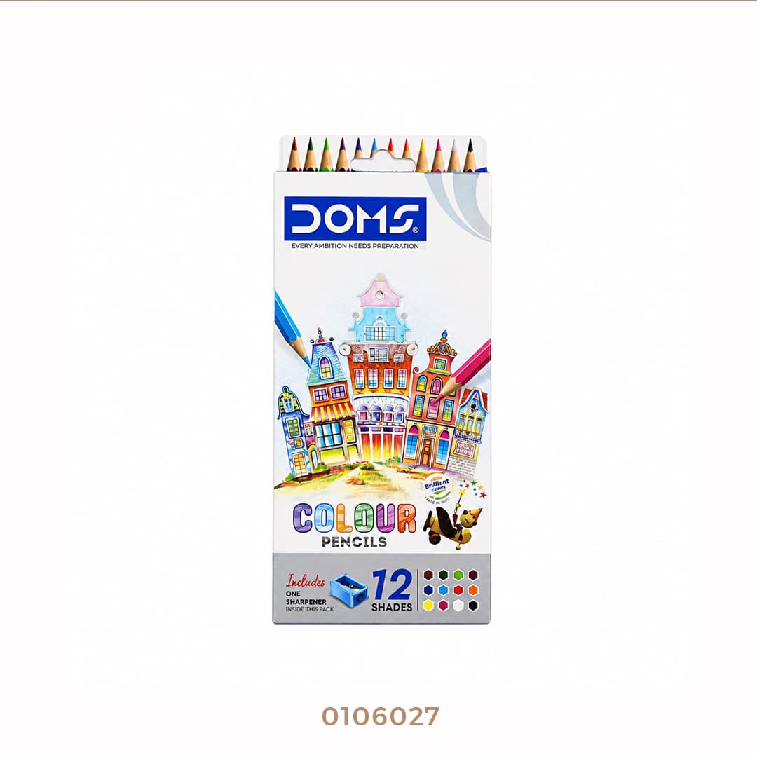 الوان خشب 12 لون طويل + برايه Doms3445